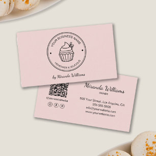 Bakery Pink Your Own Logo QR Social Media Business Card