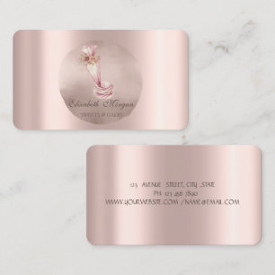 Bakery Piping Bag Flowers Rose Gold Circle   Business Card