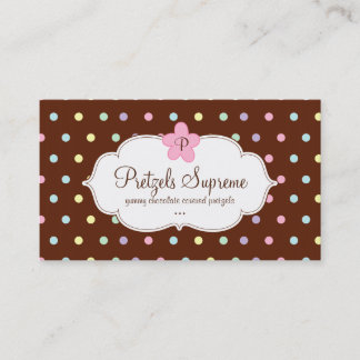 Bakery Polka Dots Chocolate Pink Floral Business Card