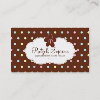 Bakery Polka Dots Chocolate Pink Floral Business Card