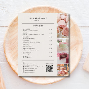 Bakery Price List Photo QR Neutral Beige Flyer