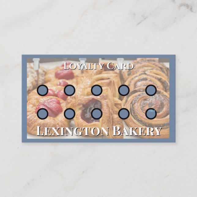 Bakery Punch Card | Pastry Loyalty Card Blue (Front)