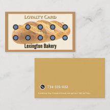 Bakery Punch Card | Pastry Loyalty Card Bread Gold