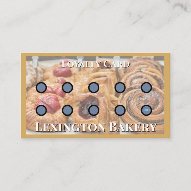Bakery Punch Card | Pastry Loyalty Card Gold (Front)