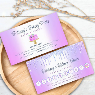 Bakery Purple Ombre Cake Glitter Drips Pastry Chef Loyalty Card
