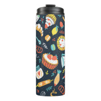 Bakery retro seamless pattern with dots and floral