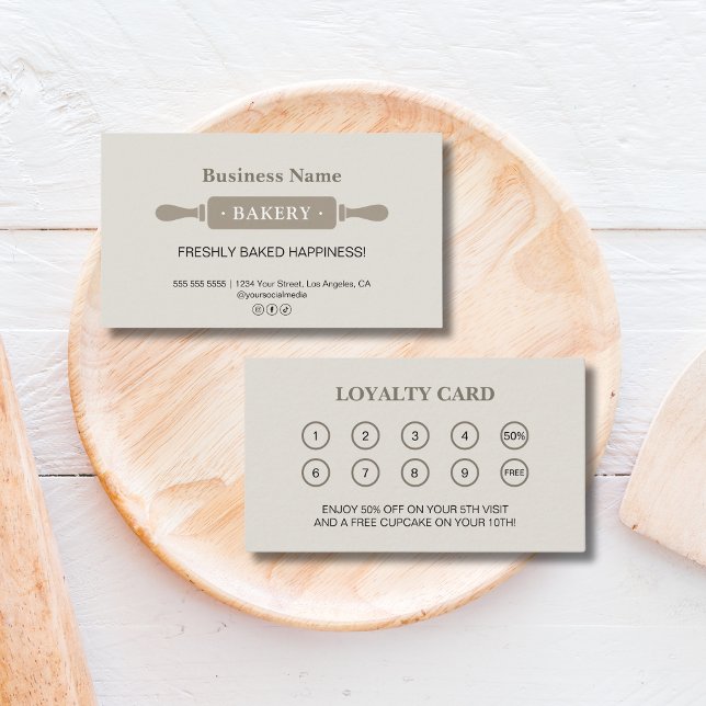 Bakery Rolling Pin Business Reward Loyalty Card (Bakery Rolling Pin Business Reward Loyalty Card)