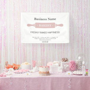 Bakery Rolling Pin White and Pink Business Banner