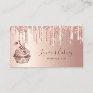Bakery Rose Gold Drips Business Card