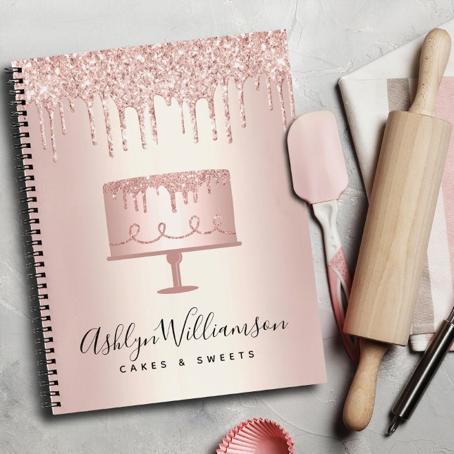 Bakery Rose Gold Glitter Drips Cake Pastry Chef  Notebook (Creator Uploaded)