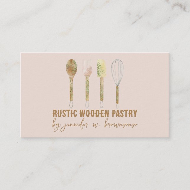 Bakery Rustic cake decoration pink Business Card (Front)