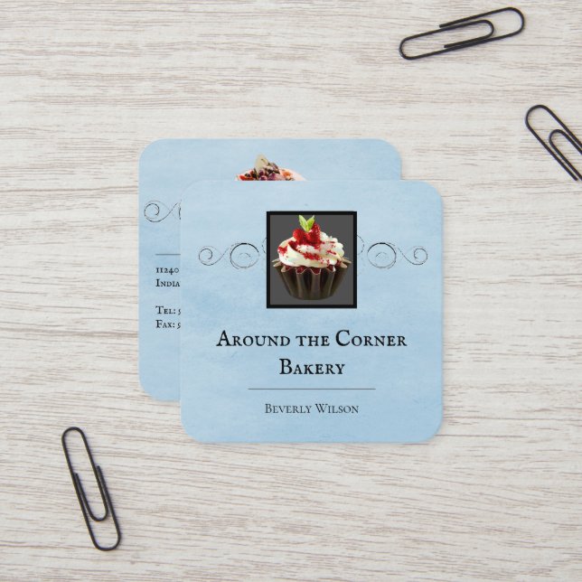 Bakery Shop | Blue Business Card (Front/Back In Situ)