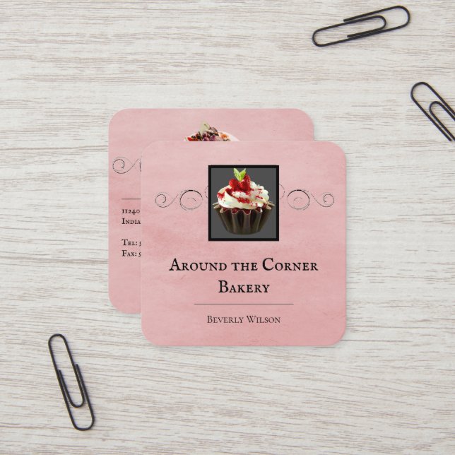 Bakery Shop | Pink Business Card (Front/Back In Situ)