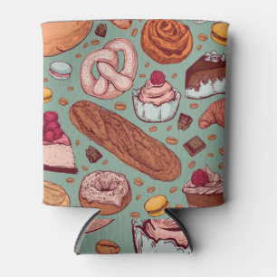 Bakery Sketch, Hand-Drawn Seamless Style. Can Cooler