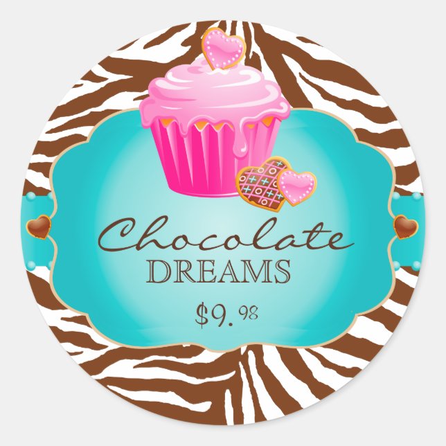 Bakery Stickers Cupcake Chocolate Pink (Front)