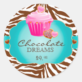 Bakery Stickers Cupcake Chocolate Pink