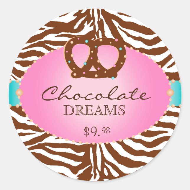 Bakery Stickers Pretzel Chocolate Pink (Front)
