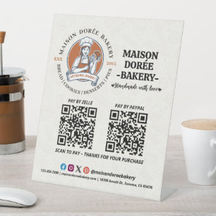 Bakery Store Pastry Cake Baker QR Code Pay Here Pedestal Sign