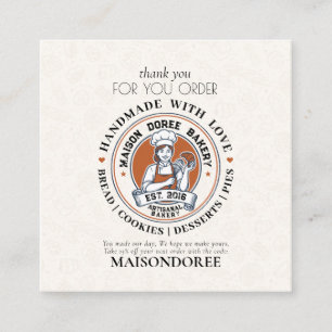 Bakery Store Pastry Cake Baker Thank You For Order Discount Card