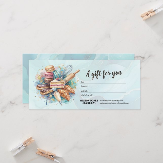 Bakery Store Pastry Chef Baker Gift Certificate (Front/Back In Situ)