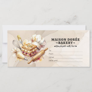 Bakery Store Pastry Chef Baker Gift Certificate