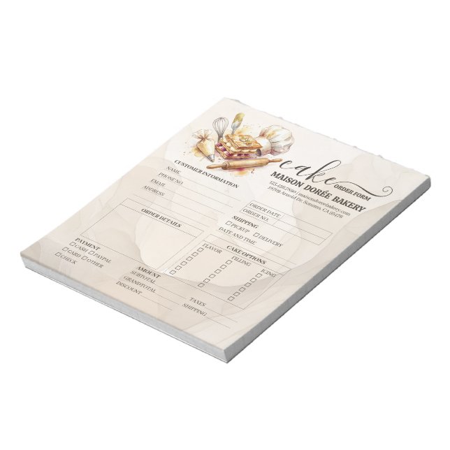 Bakery Store Pastry Chef Cake Baker Order Form Notepad (Rotated)