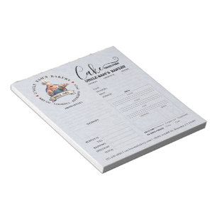 Bakery Store Pastry Chef Cake Baker Order Form Notepad