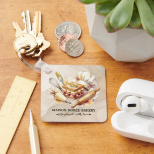 Bakery Store Pastry Chef Dessert Sweets Cake Baker Key Ring
