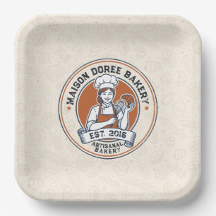Bakery Store Pastry Chef Dessert Sweets Cake Baker Paper Plate