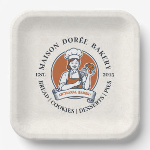 Bakery Store Pastry Chef Dessert Sweets Cake Baker Paper Plate