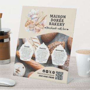 Bakery Store Pastry Chef Dessert Sweets Price List Pedestal Sign