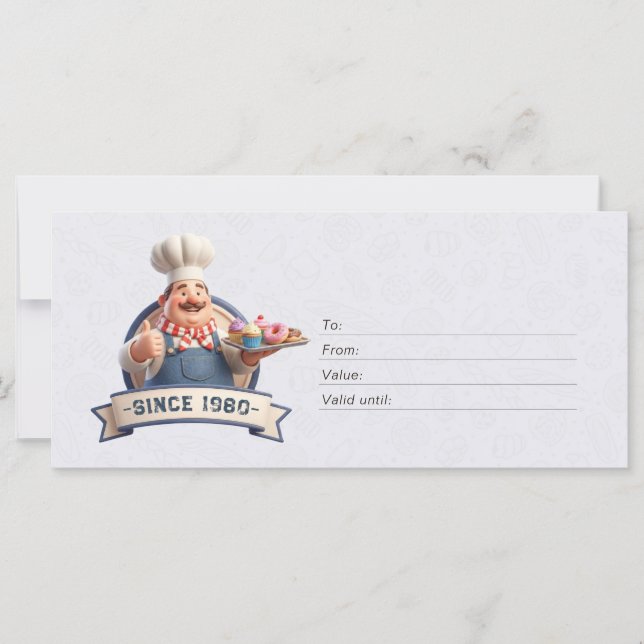 Bakery Store Pastry Chef Desserts Gift Certificate (Front)