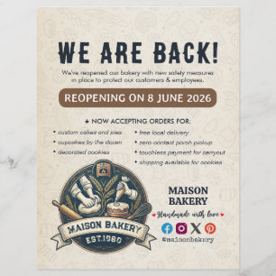 Bakery Store Pastry Chef Desserts Grand Reopening Flyer
