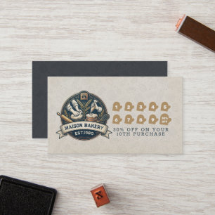 Bakery Store Pastry Chef Desserts Loyalty Punch Card