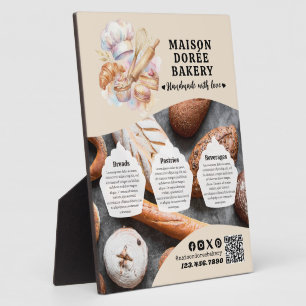Bakery Store Pastry Chef Desserts Menu Price List Plaque