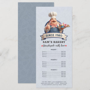 Bakery Store Pastry Chef Desserts Sweet Price List Menu