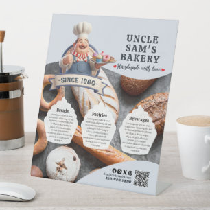 Bakery Store Pastry Chef Desserts Sweet Price List Pedestal Sign