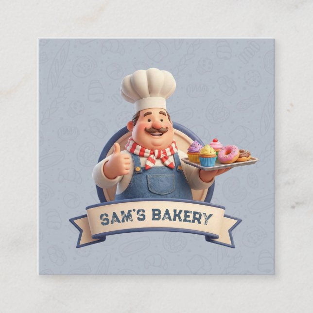 Bakery Store Pastry Chef Desserts Sweets Cake Shop Square Business Card (Front)