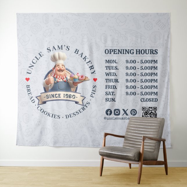 Bakery Store Pastry Chef Desserts Sweets Cake Shop Tapestry (In Situ (Horizontal))