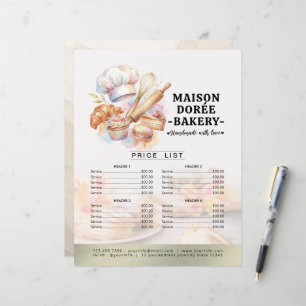 Bakery Store Pastry Chef Menu Price List Pay Here