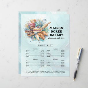 Bakery Store Pastry Chef Menu Price List Pay Here