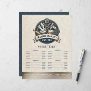 Bakery Store Pastry Chef Menu Price List Pay Here