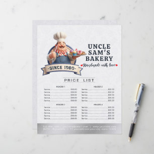 Bakery Store Pastry Chef Menu Price List Pay Here