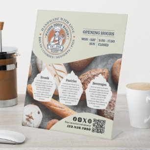 Bakery Store Pastry  Chef Price List Opening Hours Pedestal Sign