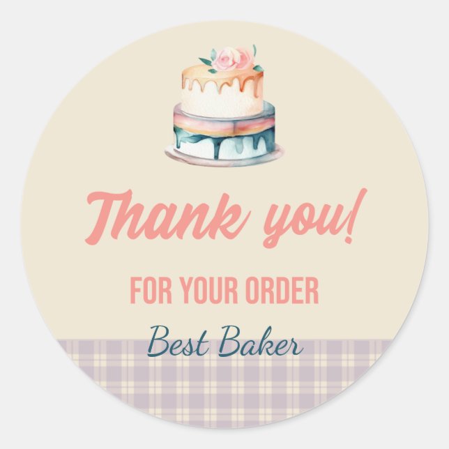 Bakery Thank you for your order Classic Round Sticker (Front)