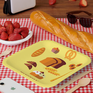 Bakery Themed Bread Pastries and Sweets Paper Plate
