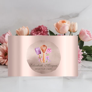 Bakery Tools Flowers  Rose Gold Circle Sweets Business Card