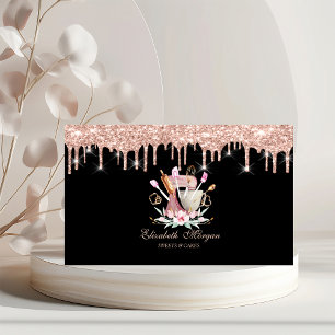 Bakery Tools Mixer Flowers Rose Gold Drips Bakery  Business Card