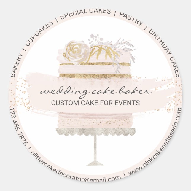 Bakery Wedding Cake Decor Classic Round Sticker (Front)