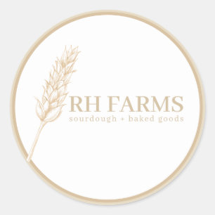 Bakery Wheat Stalk Personalised Classic Round Sticker